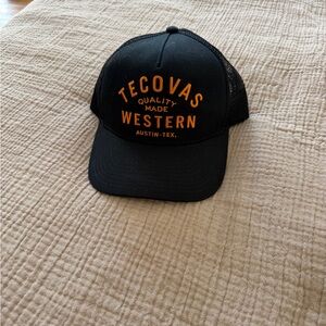 Tecovas Black Trucker Cap with Orange Western Logo